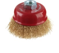 Щетка крацовка для УШМ, чашечная, витая, латунированная, М14, 75 мм GREPP 209-075