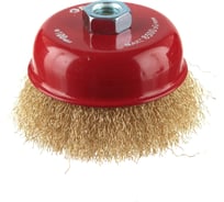 Щетка крацовка для УШМ, чашечная, витая, латунированная, М14, 100 мм GREPP 209-100