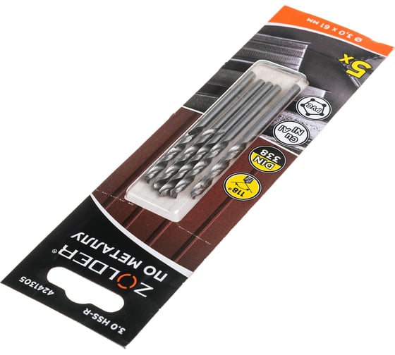 Сверло по металлу HSS-R (5 шт; 3х61 мм; цилиндрический хвостовик) ZOLDER 4241305