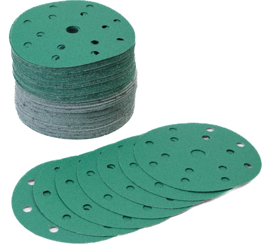 Абразивный круг GREEN Film 150 мм, P120, 15 отверстий, на липучке, 100 шт TILFLEX TL41-120/100