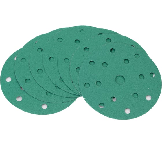 Абразивный круг GREEN Film 150 мм, P120, 15 отверстий, на липучке, 100 шт TILFLEX TL41-120/100