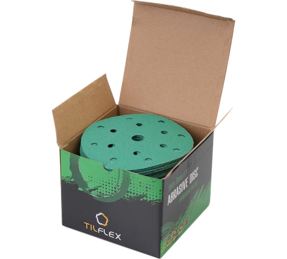 Абразивный круг GREEN Film 150 мм, P1200, 15 отверстий, на липучке, 10 шт TILFLEX TL41-1200/10