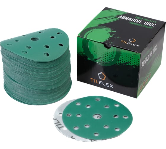 Абразивный круг GREEN Film 150 мм, P1200, 15 отверстий, на липучке, 10 шт TILFLEX TL41-1200/10