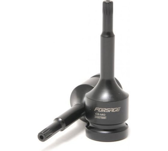 Головка-бита SPLINE глубокая ударная с отверстием (M8; 1/2") Forsage F-24807808T(47202)