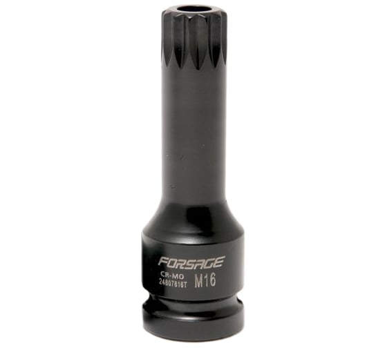 Головка-бита SPLINE глубокая ударная с отверстием (M16; 1/2") Forsage F-24807816T(47206) 1