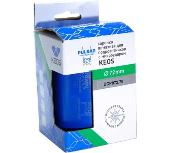 Коронка алмазная для подрозетников по бетону PULSAR микроудар (72/70 мм; М16) KEOS DCP072.70