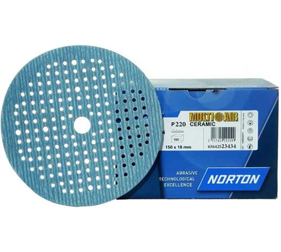 Диск самозацепляющийся Multi-Air Plus A975 (100 шт; 150 мм; P220; 181 отверстие) Norton 63642523434 1