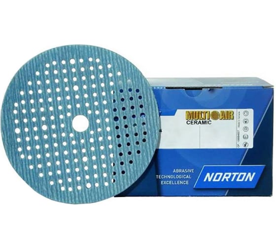 Диск самозацепляющийся Multi-Air Plus A975 (100 шт; 150 мм; P600; 181 отверстие) Norton 63642532657 1