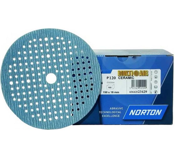 Диск самозацепляющийся Multi-Air Plus A975 (100 шт; 150 мм; P120; 181 отверстие) Norton 63642523429 1