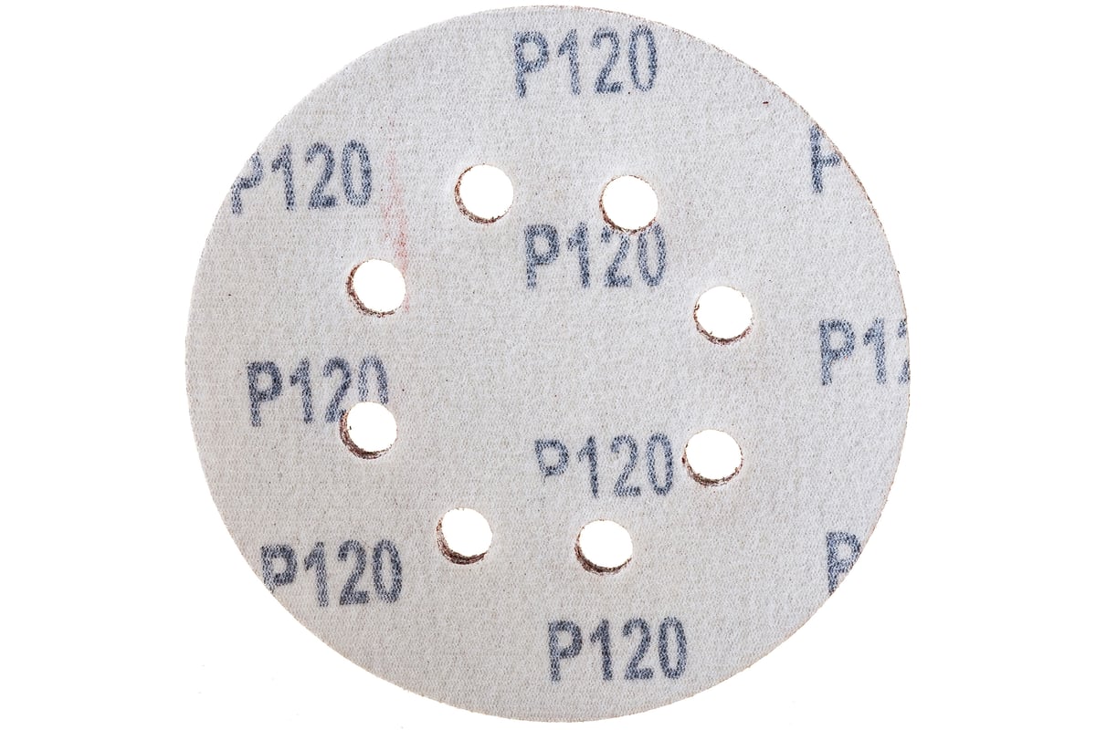 Круги шлифовальные наждачные на липучке (10 шт; 125 мм; P120; 8 .