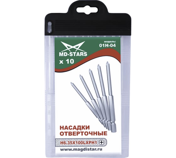 Насадки отверточные 01Н-04 (6.35х100х5 мм, PH1) MD-STARS НO01H-04