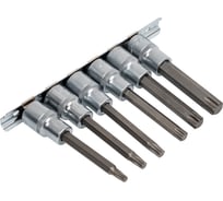 Набор головок-бит разнопрофильных Spline-Torx на планке (6 шт; 1/2") Forsage F-40918L(46632)