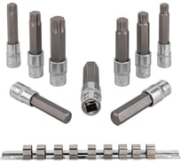 Набор головок-бит разнопрофильных Spline-Torx-Hex на планке (9 шт; 1/2") Forsage F-40919L(46633)