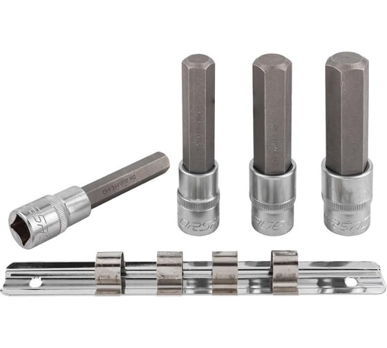 Набор головок-бит HEX 6-гранных на планке (4 шт; 1/2") Forsage F-40917L(46631) 1