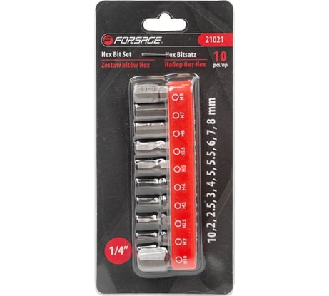 Набор бит HEX (10 шт; 1/4") Forsage F-21021(8209)