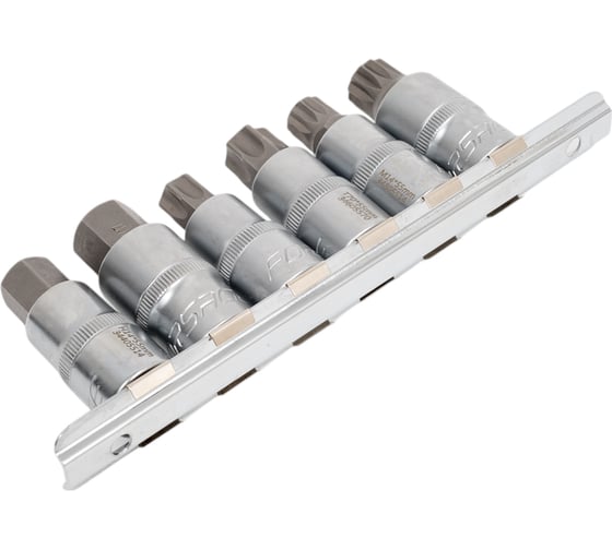 Набор головок-бит разнопрофильных Spline-Torx-Hex на планке (6 шт; 1/2") Forsage F-40920(46634)