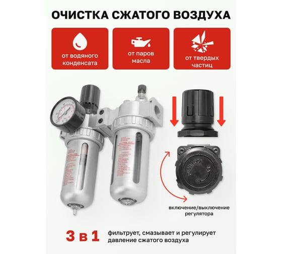 Блок подготовки воздуха 1/4" для пневмосистемы Forsage F-AFRL802(47051)