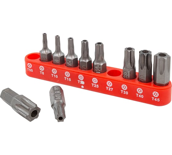 Набор бит TORX с отверстием в блистере (10 шт; 1/4") Forsage F-21022T(8366) 1