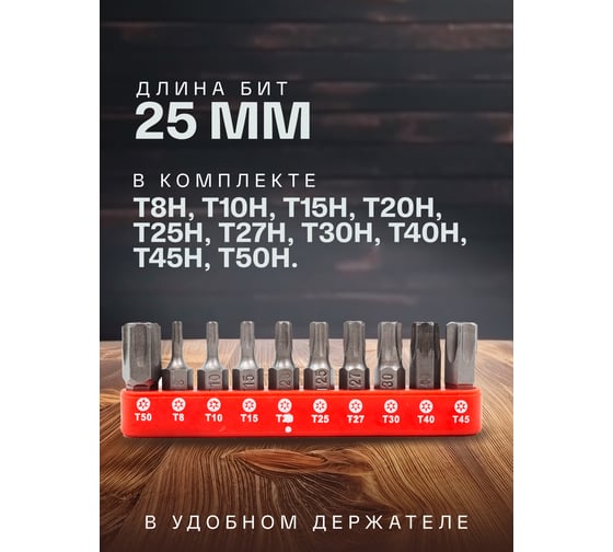 Набор бит TORX с отверстием в блистере (10 шт; 1/4") Forsage F-21022T(8366)