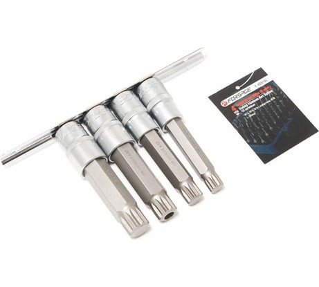 Набор головок-бит Spline 12-гранных на планке (4 шт; 1/2") Forsage F-40916L(46629)