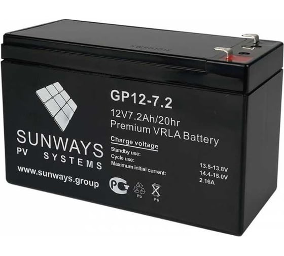 Аккумуляторная батарея GP 12-7.2 для ИБП Sunways SW101519 1