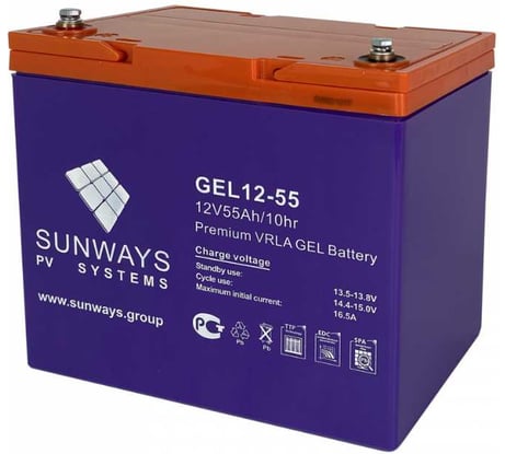 Аккумуляторная батарея GEL 12-55 для ИБП Sunways SW101552
