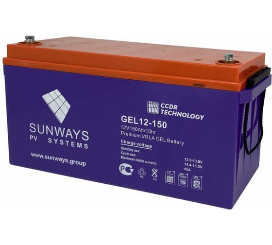 Аккумуляторная батарея GEL 12В, 150 Ач для ИБП Sunways SW101555