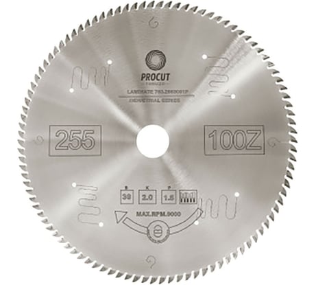Пильный диск 255x30x2.0/1.6 мм, Z=100, ATB, по плексигласу, пластикам PROCUT 783.2553001P.ECO