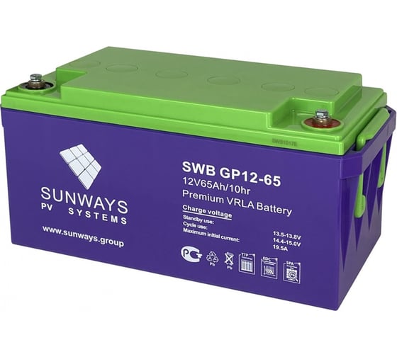 Аккумуляторная батарея GP 12-65 для ИБП Sunways SW101528 1