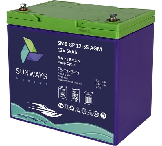 Аккумуляторная батарея Marine SMB GP 12-55 AGM Sunways SW101527M