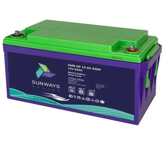 Аккумуляторная батарея Marine SMB GP 12-65 AGM Sunways SW101528M