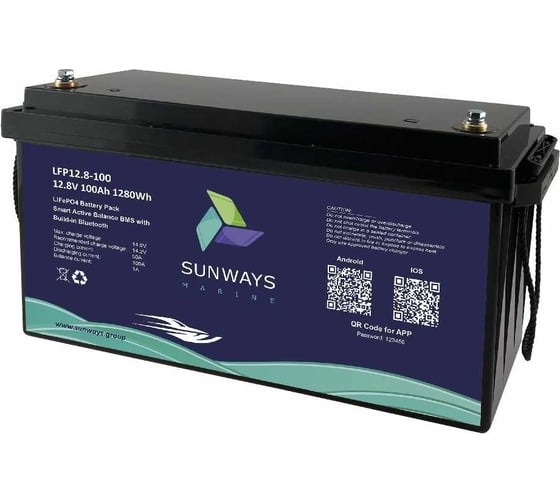 Аккумулятор Marine LFP12-100 LiFePO4 12 В, 100 Ah Sunways SW102530М