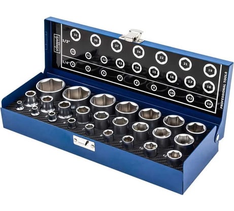 Головки 1/4"DR, 1/2"DR, набор 25 предмета, 6 гр. Scheppach Sch-50121G(60020)