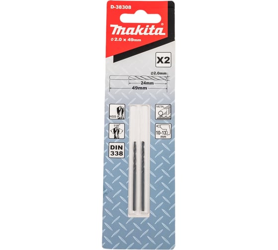 Сверло по металлу (2 шт; 2х49 мм; HSS-R) Makita D-38308 1