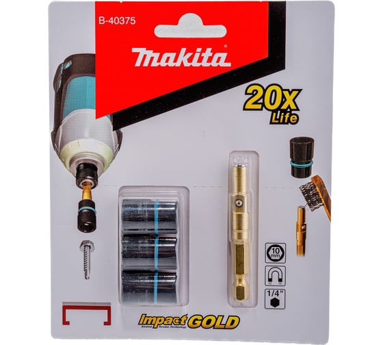 Головка торцевая разъемная Impact Gold c хвостовиком (3 шт; 10х61 мм) Makita B-40375