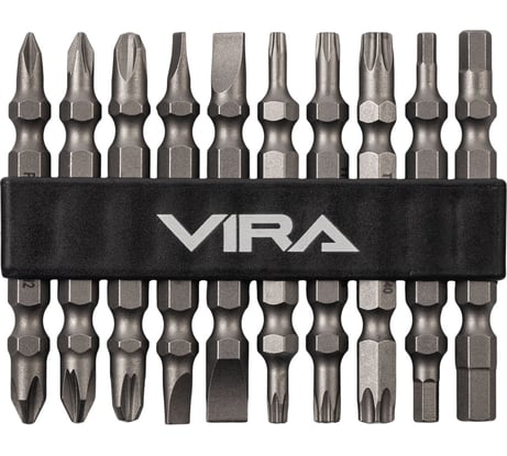Набор бит для шуруповерта магнитные двусторонних VIRA S2 PH PZ SL TORX HEX 10 шт 554197