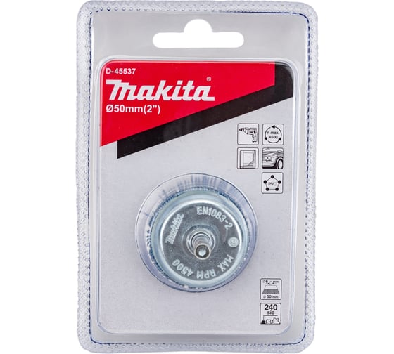 Щетка нейлоновая чашечная (50 мм; Р240; хвостовик 6 мм) Makita D-45537