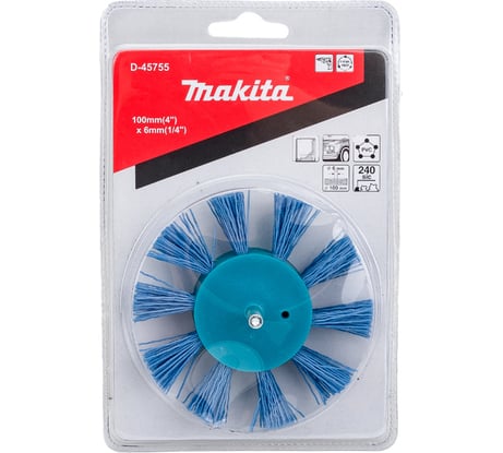 Щетка нейлоновая дисковая "звезда" (100 мм; Р240; хвостовик 6 мм) Makita D-45755