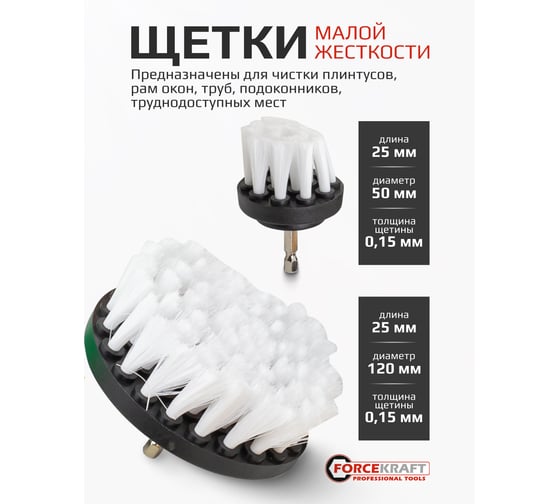 Щетки сменные для уборки, химчистки, набор 31 предмет Forcekraft FK-CBK-06(60349)