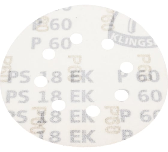 Самозацепляемый шлифовальный круг PS18EK 125 мм, P60, 8 отверстий Klingspor 270337