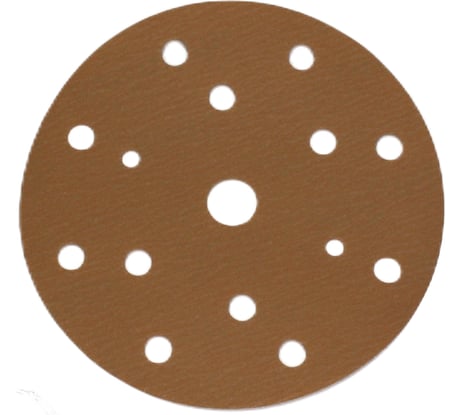 Шлифовальный круг В312TV 150 мм, на липучке, 15 отверстий, золотистый, Р240 R2R 2020-44312