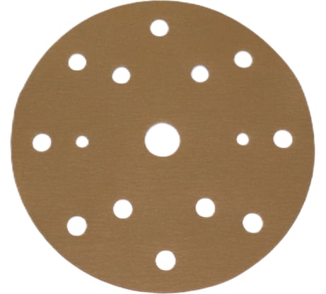 Шлифовальный круг В312TV 150 мм, на липучке, 15 отверстий, золотистый, Р320 R2R 2020-44314