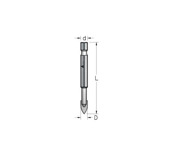 Сверло для стекла и керамики WP D10 мм, L93 мм, хвостовик HEX1/4" WPW HMZ1004 1