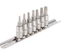 Набор головок вставка TORX T10-T40 с отверстием, 1/4"DR, 7 предметов, планка Автоdело 16441