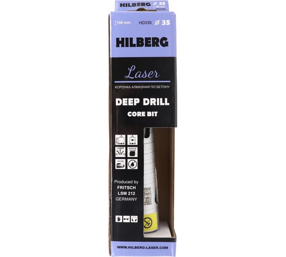 Коронка алмазная по бетону 35х150 мм Laser Deep Drill Hilberg HD335