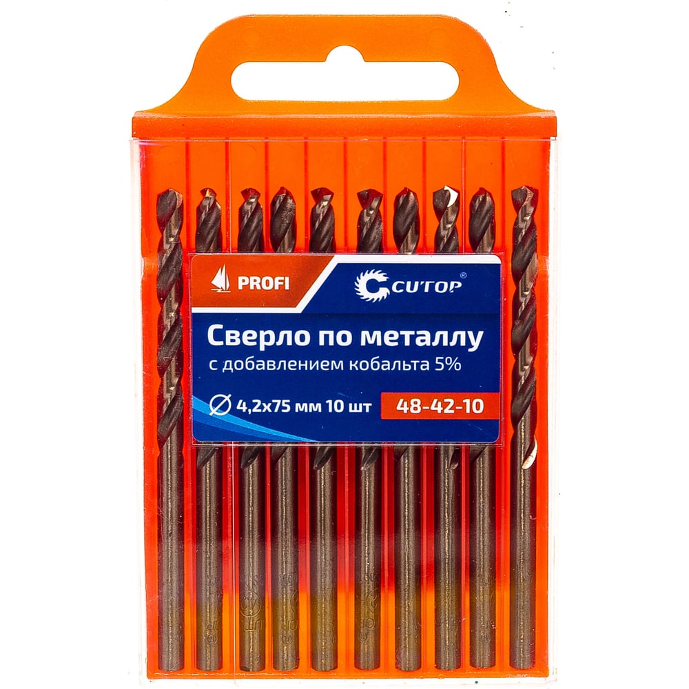 Сверло по металлу с кобальтом (10 шт; 4.2х43х75 мм) CUTOP 48-42-10 ...