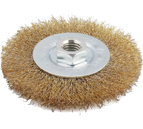 Щетка для УШМ 125 мм, М14, плоская, латунированная витая проволока Ultima 117028