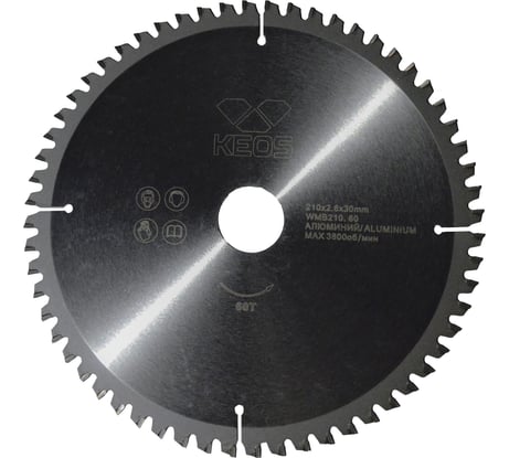 Диск пильный по цветным металлам и ламинату (210x30 мм; Z60) KEOS WMB210.60