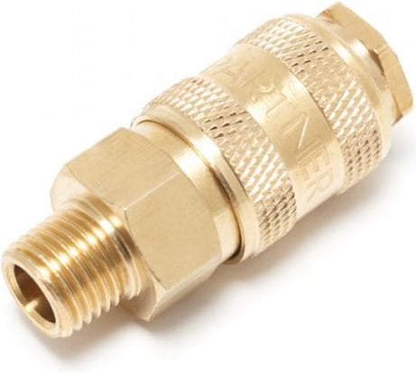 Быстроразъем пневматический с клапаном с наружной резьбой 1/4", латунь Partner PA-BSE1-2SM(7453)