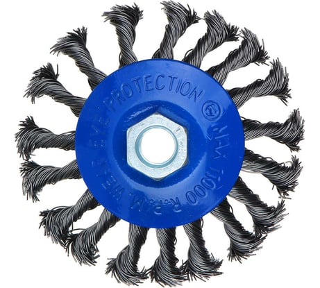 Щетка металлическая для УШМ 100 мм, М14, крученая (тарелка) РОКОТ 679-024